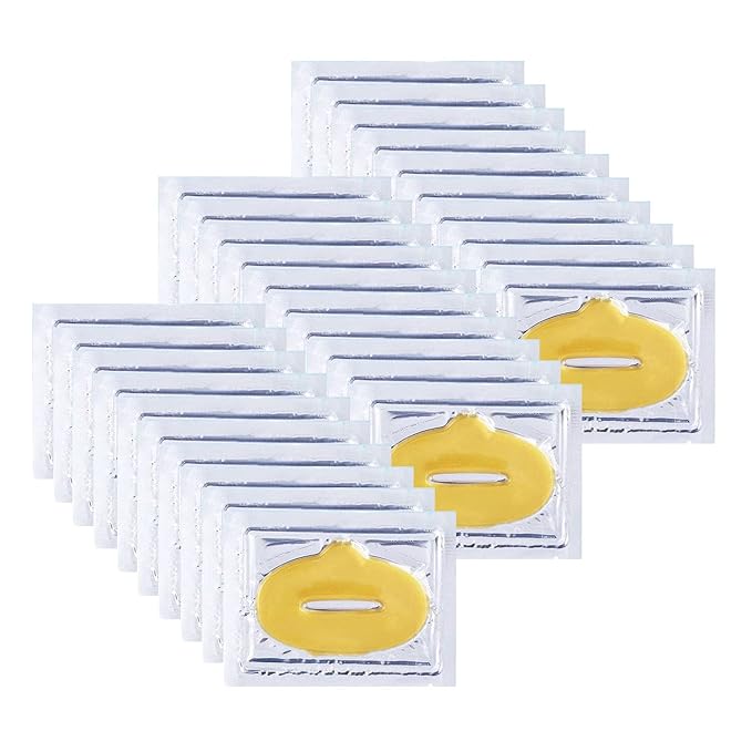 30 pieces of Moisturizing Collagen Crystal Lip Mask - Anti-Ageing & Anti Chapped, Reduce lip Wrinkles, Fade Lip Color, Make Skin Smooth And Firm Collagen Lip Pieces (Gold)-FemmiqueWomen