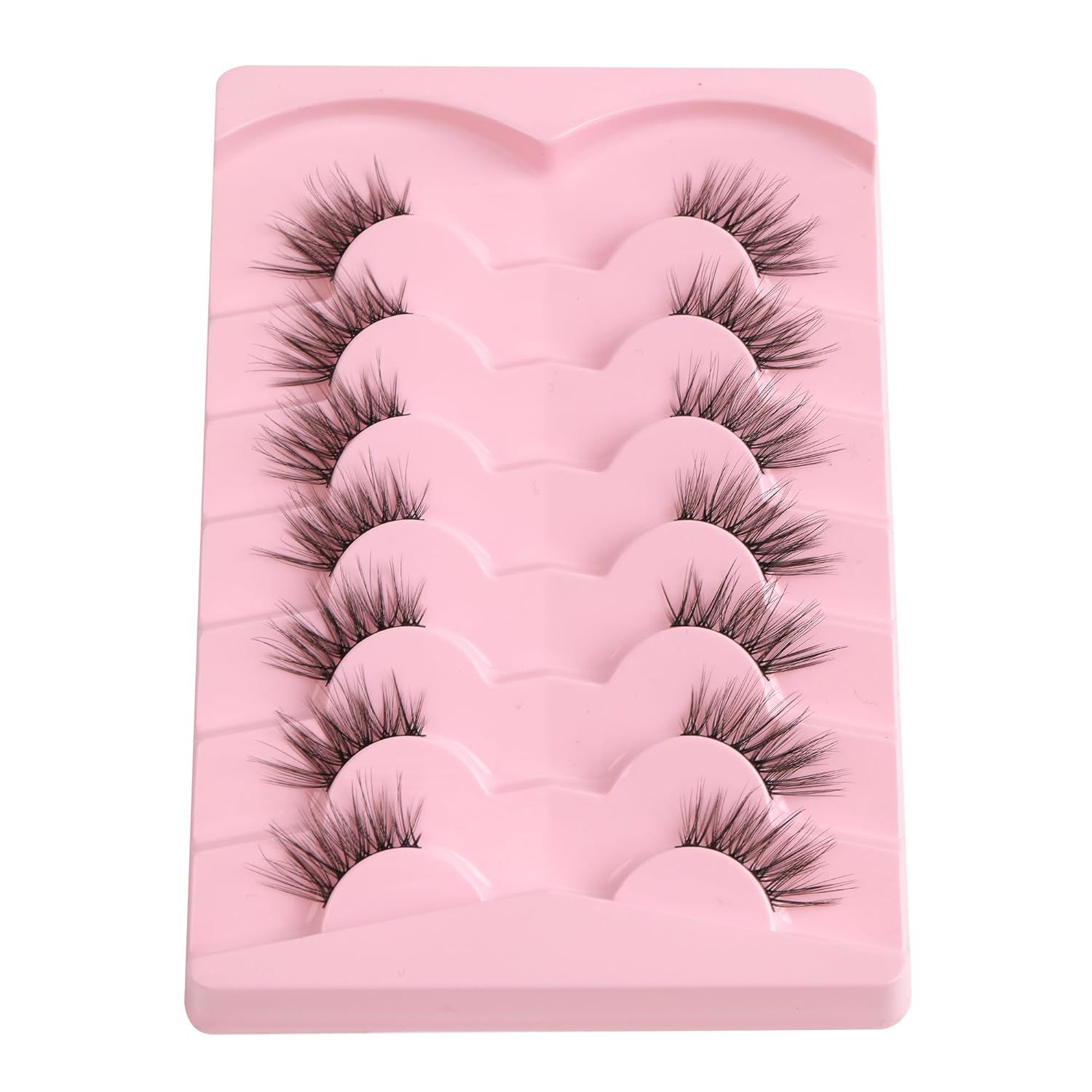 Half Lashes Cat Eye False Eyelashes Natural Look 14MM Natural Corner Lashes Wispy Half Eyelashes 3/4 Lash with Thin Cotton Band C Curl Soft Eyelash Siligli 7 Pair-FemmiqueWomen