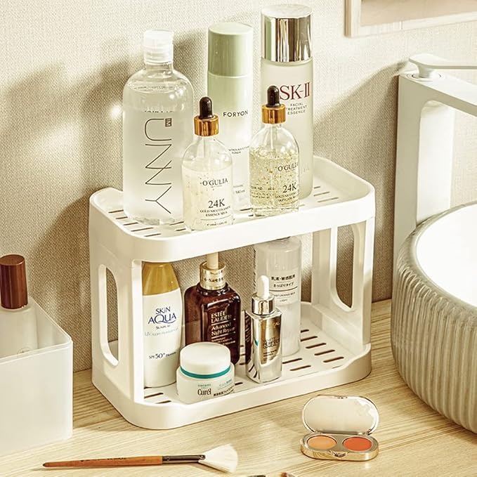 2-Tier Desk Organizers & Dispensers，Mail Holder for Office Desk Organization，Kitchen Spice Rack or Bathroom Countertop Organizer, Gift for Teachers, Classmates, and Friends,White-FemmiqueWomen