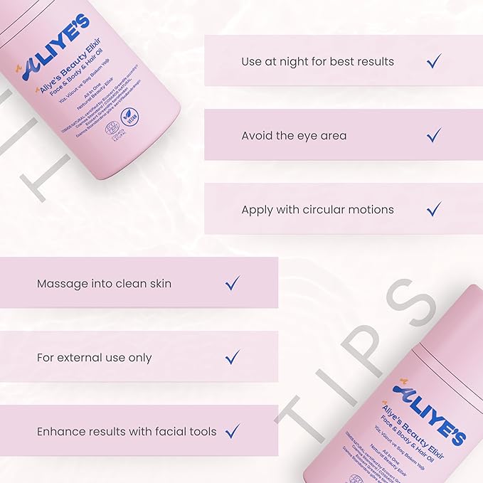 ALIYE'S A Beauty Elixir - All In One - Face & Body & Hair Oil Ecocert/Cosmos Natural Certified, Vegan, Non-GMO, Alcohol - Silicone Paraben Free, Derma-FemmiqueWomen