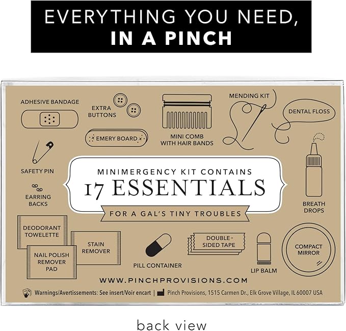 Pinch Provisions Velvet Minimergency Kit, for Her, Includes 17 Must-Have Emergency Essential Items, Compact, Multi-Functional Pouch, Gift for Parties and Birthdays-FemmiqueWomen