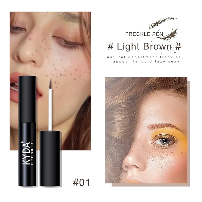 2 Colors Liquid Freckle Pen, Natural Like Freckle Makeup Pen Soft Dot Spot, Waterproof and Smudgeproof Quick Dry for Instant Create Realistic Freckles Make Up(Dark Brown+Light Brown)-FemmiqueWomen