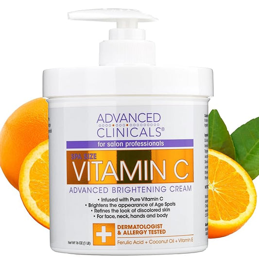 Advanced Clinicals Vitamin C Cream Face & Body Lotion Moisturizer | Anti Aging Skin Care Firming & Brightening Cream For Body, Face, Uneven Skin Tone, Wrinkles, & Sun Damaged Dry Skin, 16 Oz-FemmiqueWomen
