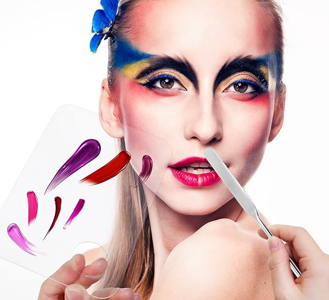 1set Plastic Makeup Mixing Palette and Spatula Cosmetic Palette Foundation Palette For Nail Art Eye Shadow Lipsticks Mixing Makeup Tools Makeup Applicator Kit (3.94x5.83inch)-FemmiqueWomen