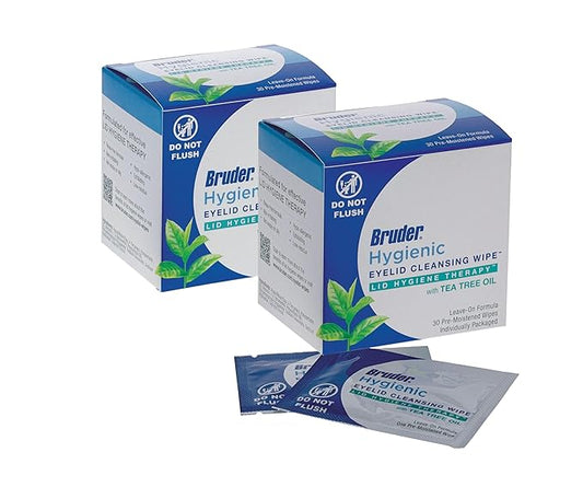 Hygienic Eyelid Cleansing Wipes with Tea Tree Oil l Relief from Demodex l Pre-Moistened, Rinse-Free Exfoliating Wipes Remove Excess Oil and Debris from Eyelids & Lashes l 30 Count Box (2 Pack)-FemmiqueWomen