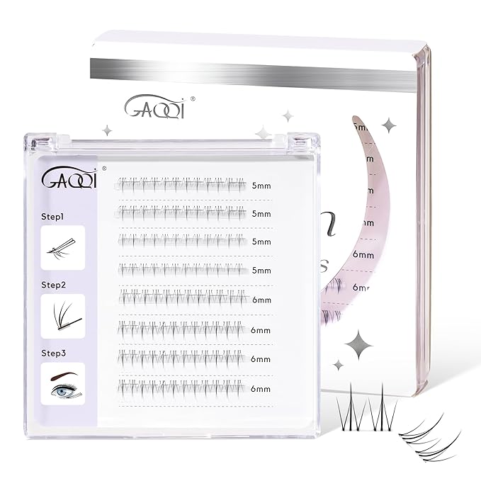 GAQQI Bottom Lash Clusters Natural Bottom Lashes Clear Band, DIY Lash Extensions Lower Lashes, Soft & Comfortable Thin Band Bottom Eyelashes Wispy Daily Style 5mm+6mm 48pcs(B10)-FemmiqueWomen