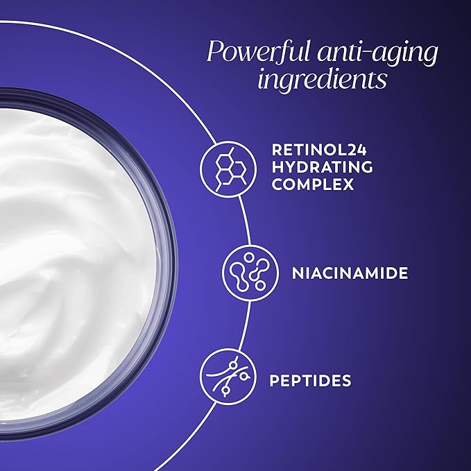 Olay Retinol Face Moisturizer, 24 MAX Anti-Aging Night Cream for Women, Fragrance-Free, Non Greasy - Anti-Wrinkle, Smooth Fine Lines, Tightening, Hydrating Skin Care - Peptides, Glycerin, 1.7 Oz-FemmiqueWomen