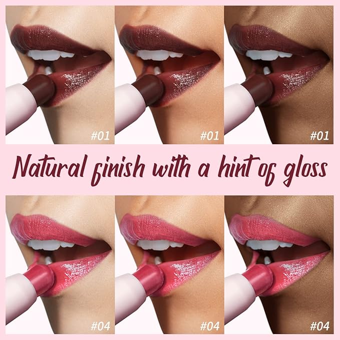 2PCS Tinted Lip Balm Chapstick with Color, Natural Semi - Gloss Finish, Hydrating/Coloring 2 in 1 Moisturizer Lip Stick for Girls & Women #01＋#04-FemmiqueWomen