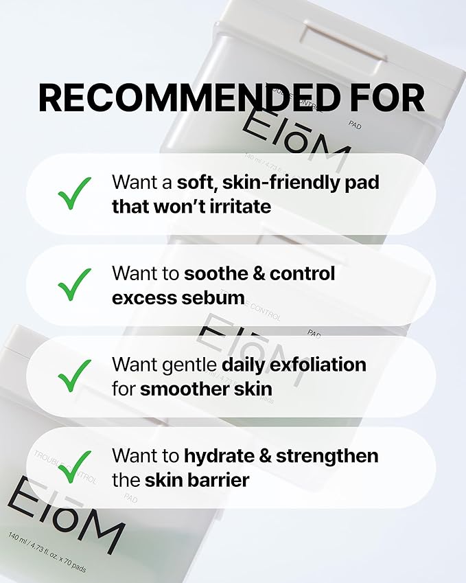 Trouble Control Pad | Korean Toner for Oily, Sensitive & Acne-Prone Skin – Exfoliating Facial Pads with Dual Cotton Rounds & Calming Botanicals (70 Pads)-FemmiqueWomen
