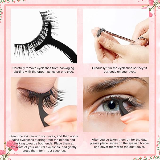 Self Adhesive Eyelashes Natural Look False Eyelashes Reusable Self Stick Lashes, No Glue Needed, 5 Pairs Mixed-FemmiqueWomen