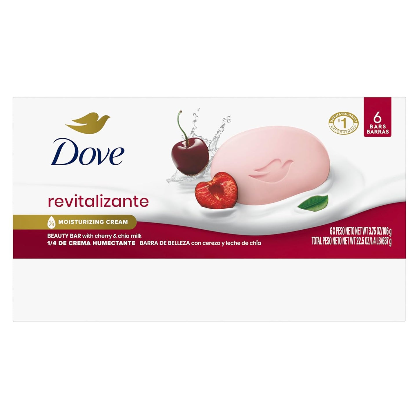 Dove Beauty Bar Soap Revitalizante Cherry & Chia Milk, for Revitalized Skin, 6 Bars A Skin Energy Boost 3.75 oz-FemmiqueWomen