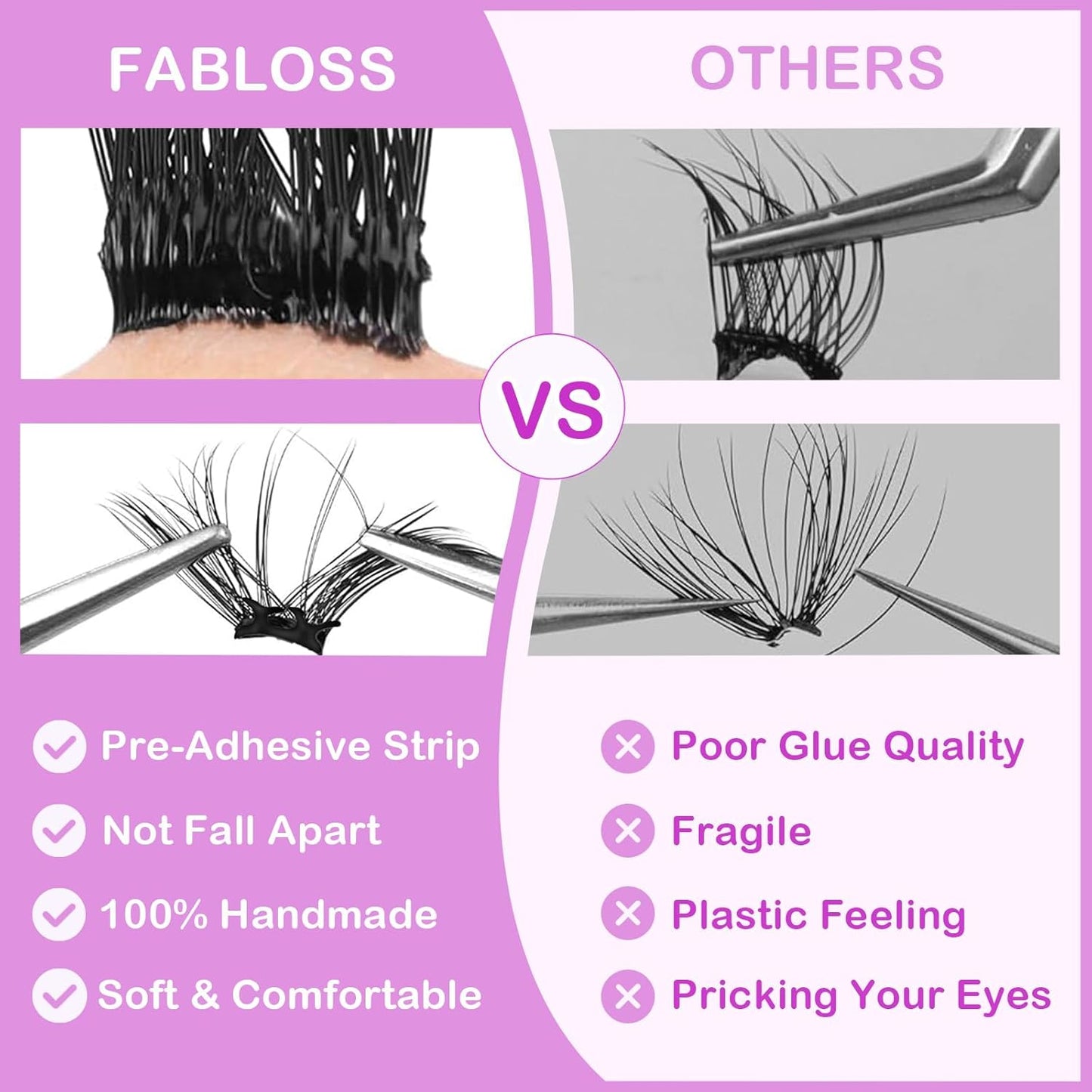 Self Adhesive Eyelashes Kit 80Pcs D Curl Press on Lashes Reusable Self Adhesive Lashes No Glue No Remover Needed DIY Lash Extension Kit with Tweezers for Beginners(10-16mm)-FemmiqueWomen