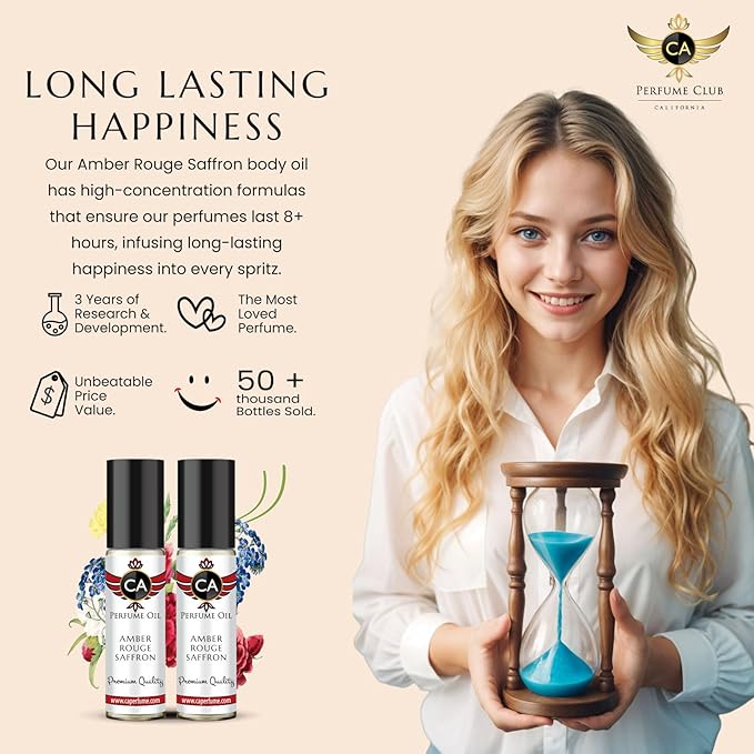 CA Perfume Amber Rouge Saffron Fragrance Body Oil For Women & Men Roll On 0.33fl oz / 10ml-FemmiqueWomen