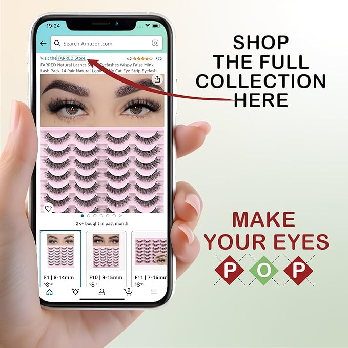 FARRED Lashes Natural Look Short Cat Eye Natural Lashes Fluffy Wispy False Eyelashes 14 Pairs Faux Mink Strip Eye Lashes Pack for Daily Makeup (F7 | 6-15mm)-FemmiqueWomen