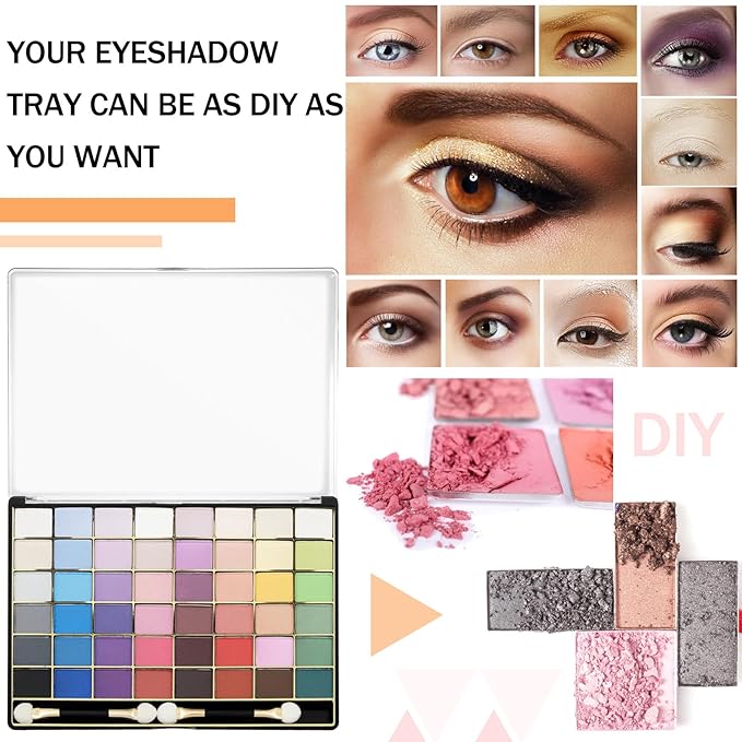 3 Pcs Large Empty Magnetic Eyeshadow Palette Cosmetics Pan with Clear Top DIY Eyeshadow Pan Cosmetics Dispensing Storage Box for DIY Eyeshadow Lipstick Pigment Blush 9.25 x 6.57 x 0.47 Inch-FemmiqueWomen