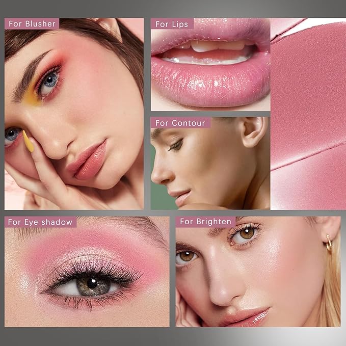 3 Pcs Cream Blush Contour Highlighter Stick for Cheeks Eyes Lips Lightweight Dewy Finish Blush Stick Waterproof Long Lasting Contour Stick Trio Wand Face Makeup Set for Girls and Women (2+5+6)-FemmiqueWomen