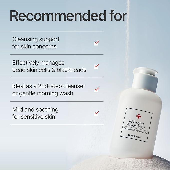 B6 Enzyme Powder Face Cleanser, Korean Skin Care Exfoliating Face Wash with PHA and Papain Enzyme, Face Exfoliator with Calamine and Vitamin B6, Gentle Cleanser, 55g (1.94 Oz)-FemmiqueWomen