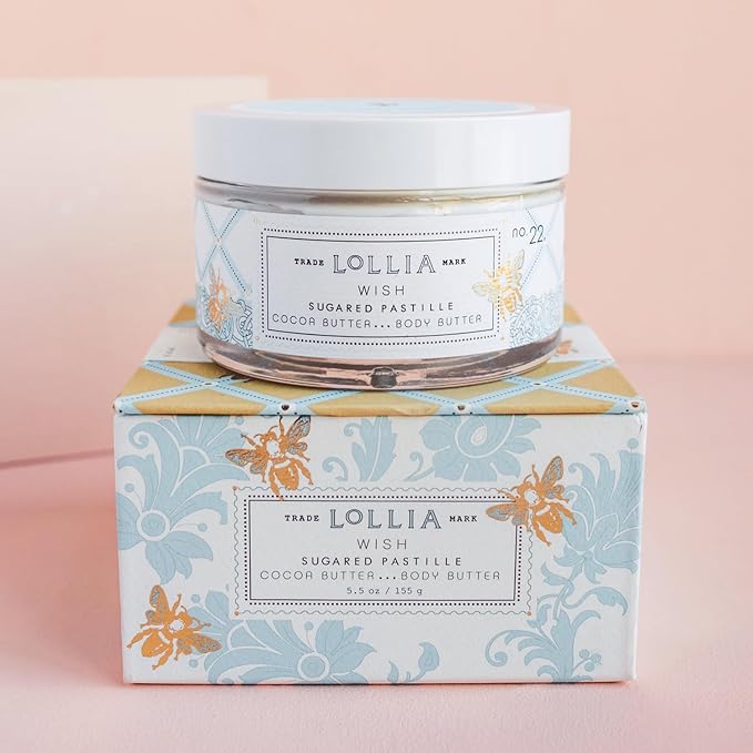 LOLLIA Wish Body Butter, 5.5 oz. - Sugared Pastille Fragrance - Shea Butter & Cocoa Butter, Body Lotion for Women, Hydrating & Smooth Body Moisturizer-FemmiqueWomen