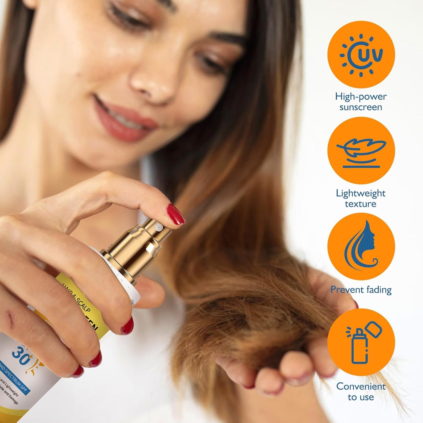 2PC Ultimate Hair & Scalp Sunscreen Spray SPF 30, Hair Sunscreen Spray UV Protection | Color-Lock UV Shield for Dyed/Highlighted | Beach & Pool Essentials | Defense Against Fade & Dryness-FemmiqueWomen