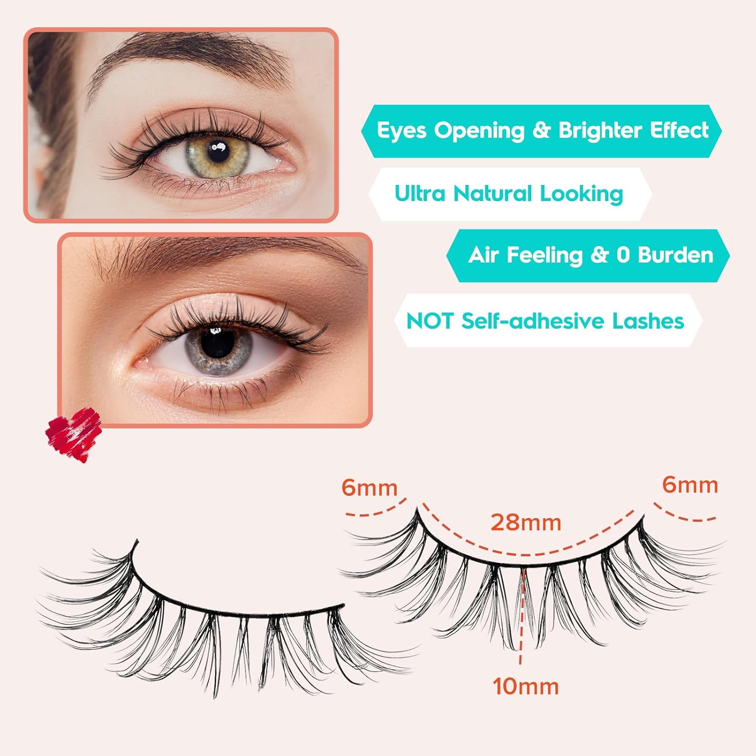 False Eyelashes Natural Lashes Wispy 10mm Short Eyelashes Natural Anime Lashes Thin Band Strip Eyelashes Curly False Eye Lashes Pack 7 Pair Siligli Lashes That Looks Like Extensions-FemmiqueWomen