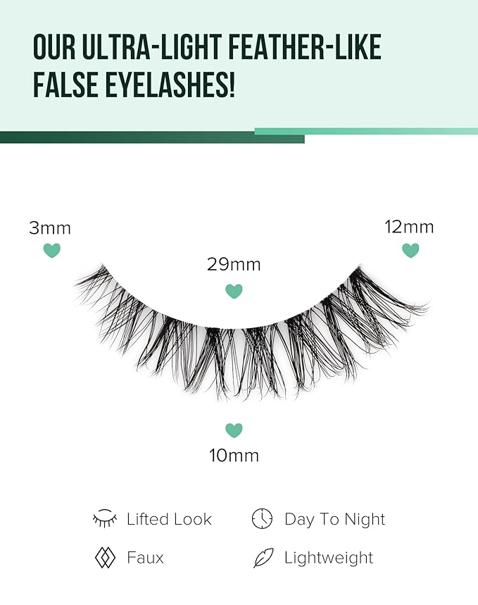 Wispy Cat Eye Lashes Demi Wispies Eyelashes C Curl False Lashes Clear Band Lashes Short False Eyelashes Natural Mink Lashes 7 Pairs-FemmiqueWomen