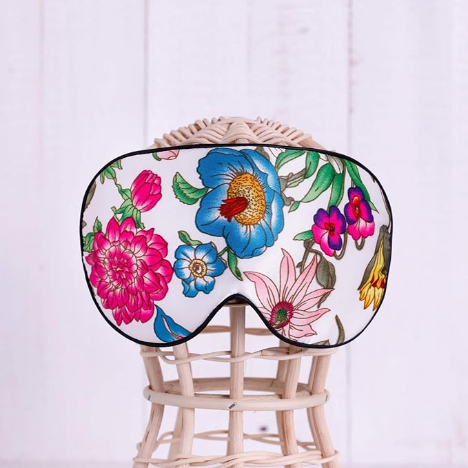 100% Pure Silk Eye Mask Sleep Eye Mask Eye Cover Eyeshade Sleeping Eye Mask Printed Colors (#10)-FemmiqueWomen