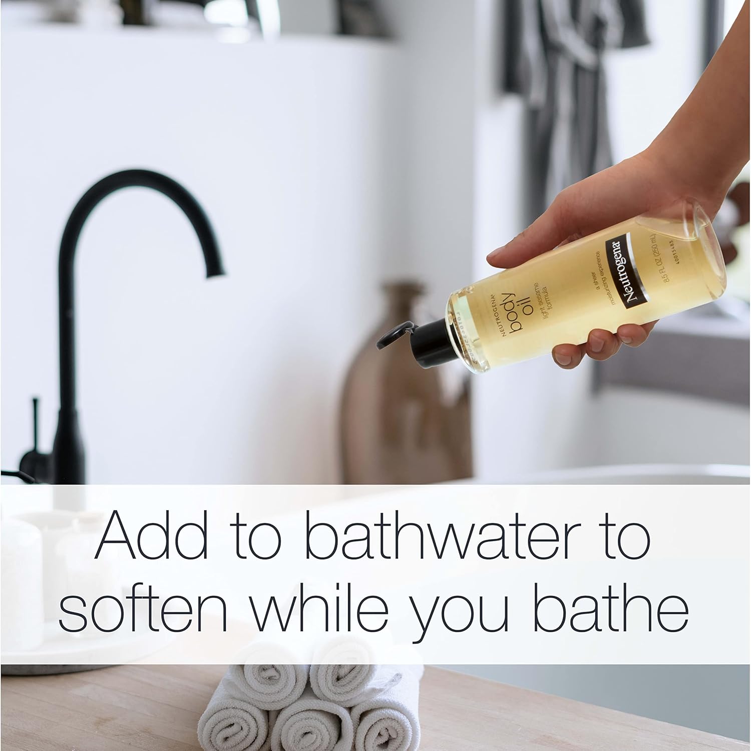 Neutrogena Body Oil Light Sesame Formula for Radiant Healthy-Looking Glow, Moisturizer for Dry Skin, Lightweight Non-Greasy Fast-Absorbing Bath and Massage Shower Oil, 16 Fl Oz Bottle Size-FemmiqueWomen