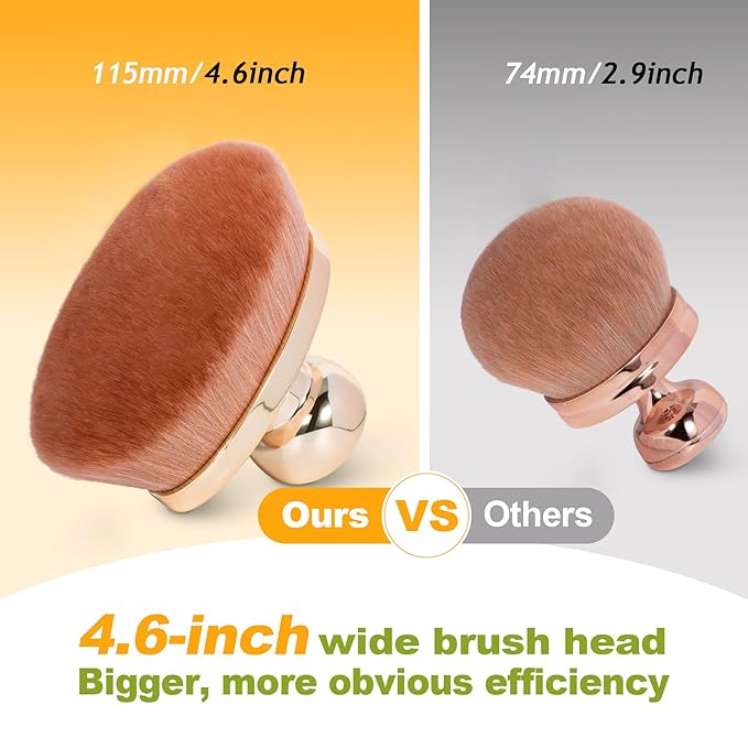 Extra Large Body Makeup Brush for Self Tanner – 115mm Wide Rose Gold Kabuki Body Brush for Bronzer Blend & Blur, Vegan Fiber Self Tanning Brush for Legs & Body with Drawstring Bag by Yoseng-FemmiqueWomen