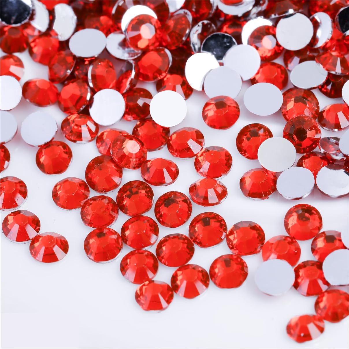 3000 Pieces SS6 2mm Flatback Rhinestones Clear Glass Round Gems Crystals for Nail Art DIY Crafts Clothes Shoes Bags （Light Red）-FemmiqueWomen