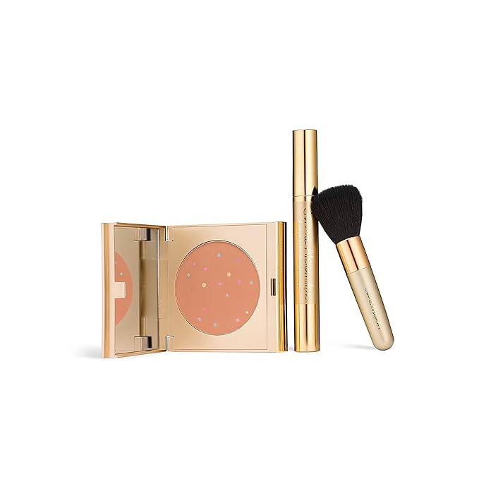 Jerome Alexander MagicMinerals Pressed Mineral Powder Set with Mirror Compact, Extending Lash Mascara, Professional Stubby Brush & Blending Sponge (Medium Dark)-FemmiqueWomen