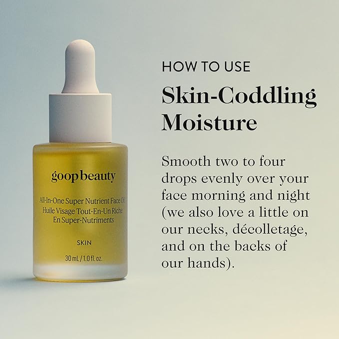 goop Beauty Nutrient Face Oil | Anti Aging Moisturizer for Smooth Skin Texture & Wrinkles | Bakuchiol, Cacay, & Organic Amla | 1 fl oz-FemmiqueWomen