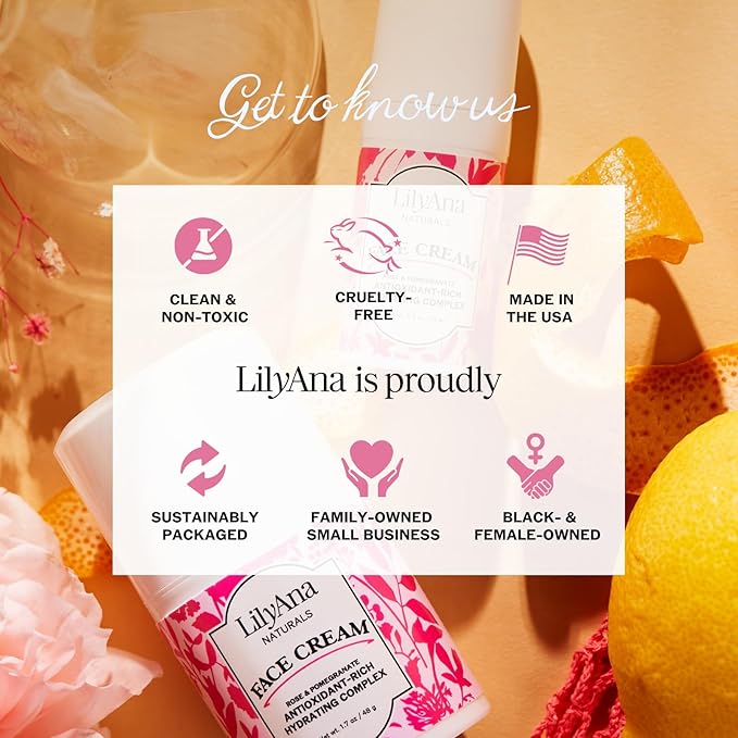 LilyAna Naturals Face and Neck Moisturizer for Women and Men - Moisturizer Face and Neck Cream for Dry Skin and Dark Spot Brightening - Rose and Pomegranate Extracts - 1.7oz (Pack of 2)-FemmiqueWomen