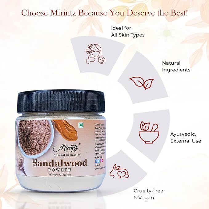 100% Natural Sandalwood Powder | (3.5 Oz) Chandan Powder for Women & Men | Herbal Sandalwood Powder for Face & Skin | Ayurvedic Face Pack for Glowing Skin, Tan Removal Mask & Natural Face Pack-FemmiqueWomen
