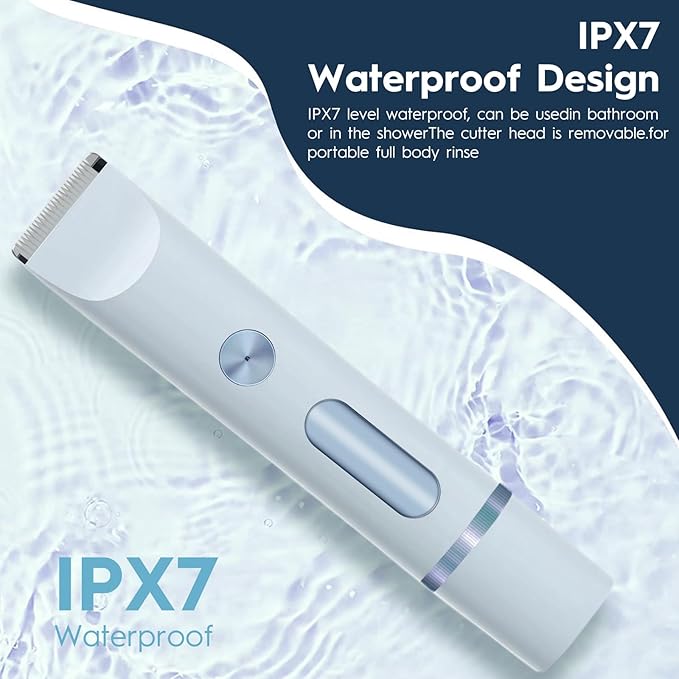 2025 Upgraded Dermave Bikini Shaver - 2 in 1 Bikini Trimmer for Women with LCD Display, Dual Head Cordless Electric Shaver, IPX7 Waterproof Wet/Dry Body Hair Trimmer for Face,Blue-FemmiqueWomen