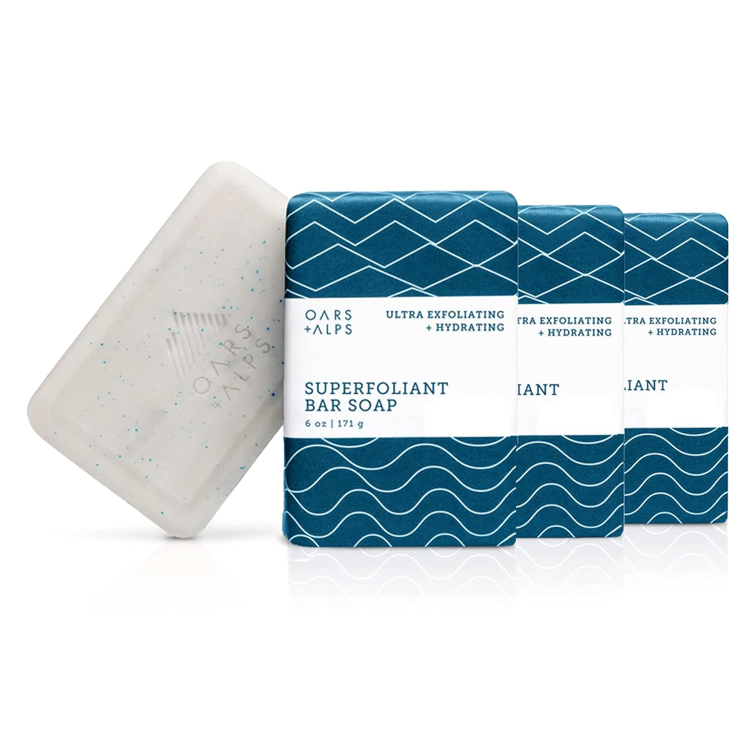 Oars + Alps Superfoliant Exfoliating Men's Bar Soap, Dermatologist Tested and Made with Clean Ingredients, Travel Size, 3 Pack, 6 Oz Each-FemmiqueWomen