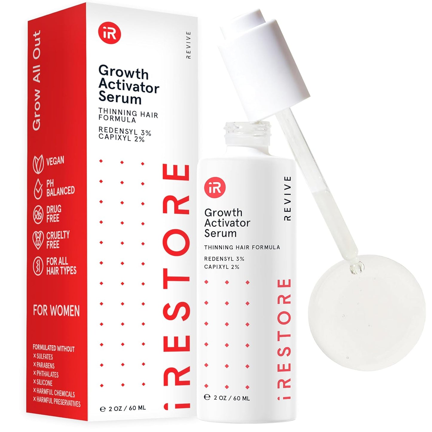 iRESTORE Scalp Serum | Hair Growth Serum for Women Men | Best for Hair Loss Hair Thinning | Aids Regrowth with Redensyl Capixyl & Biotin | Hydrates Scalp for Visibly Thicker Fuller Hair - 2 Fl Oz-FemmiqueWomen