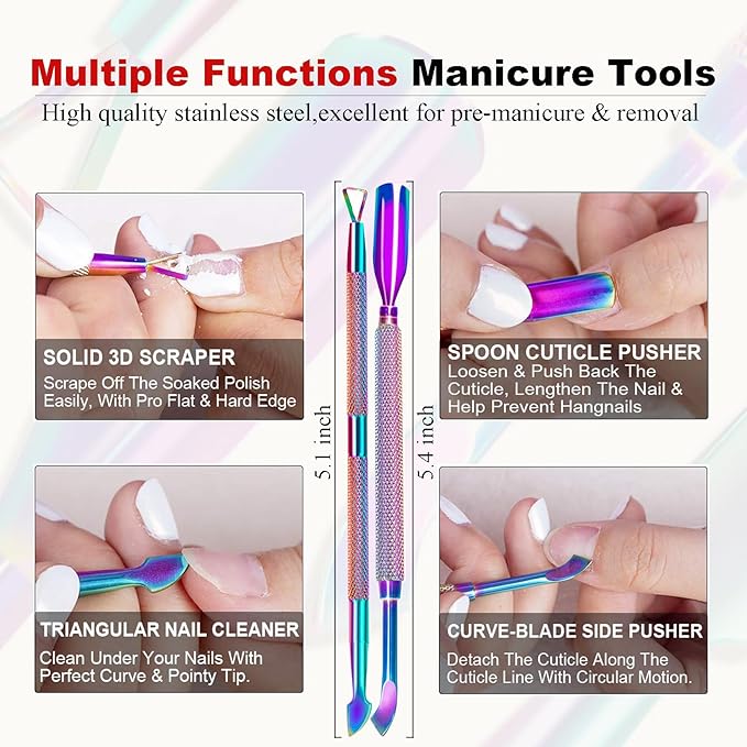 2PCs Gel Nail Polish Remover - 30ML,Fast & Easy, with Roller Cuticle Oil, No Need to Wrap and Soak, Remove Gel Polish in 2-5 Minutes at Home, No Damage to Nails, with Cuticle Pusher Tool,Nail File-FemmiqueWomen