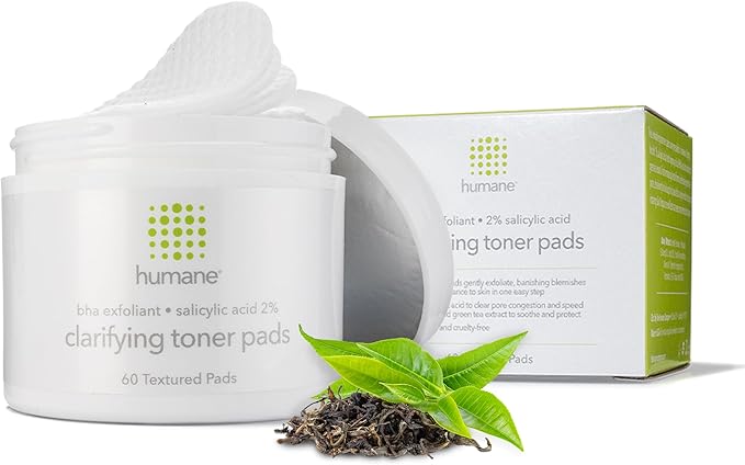 Humane Clarifying Toner Pads for Face - 2% BHA Liquid Salicylic Acid - Pore Minimizer and Facial Exfoliator - Gentle for All Skin Types - Removes Excess Oil, Dead Skin Cells, and Grime - 4 Ounce-FemmiqueWomen