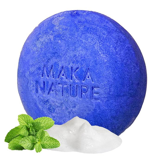 Maka Nature Low-Carbon Shampoo Bar | Korean K-Beauty Haircare with Natural Ingredients for Scalp & Hair Types | Vegan, Eco-Friendly, pH balanced, 3.35oz (Cooling)-FemmiqueWomen