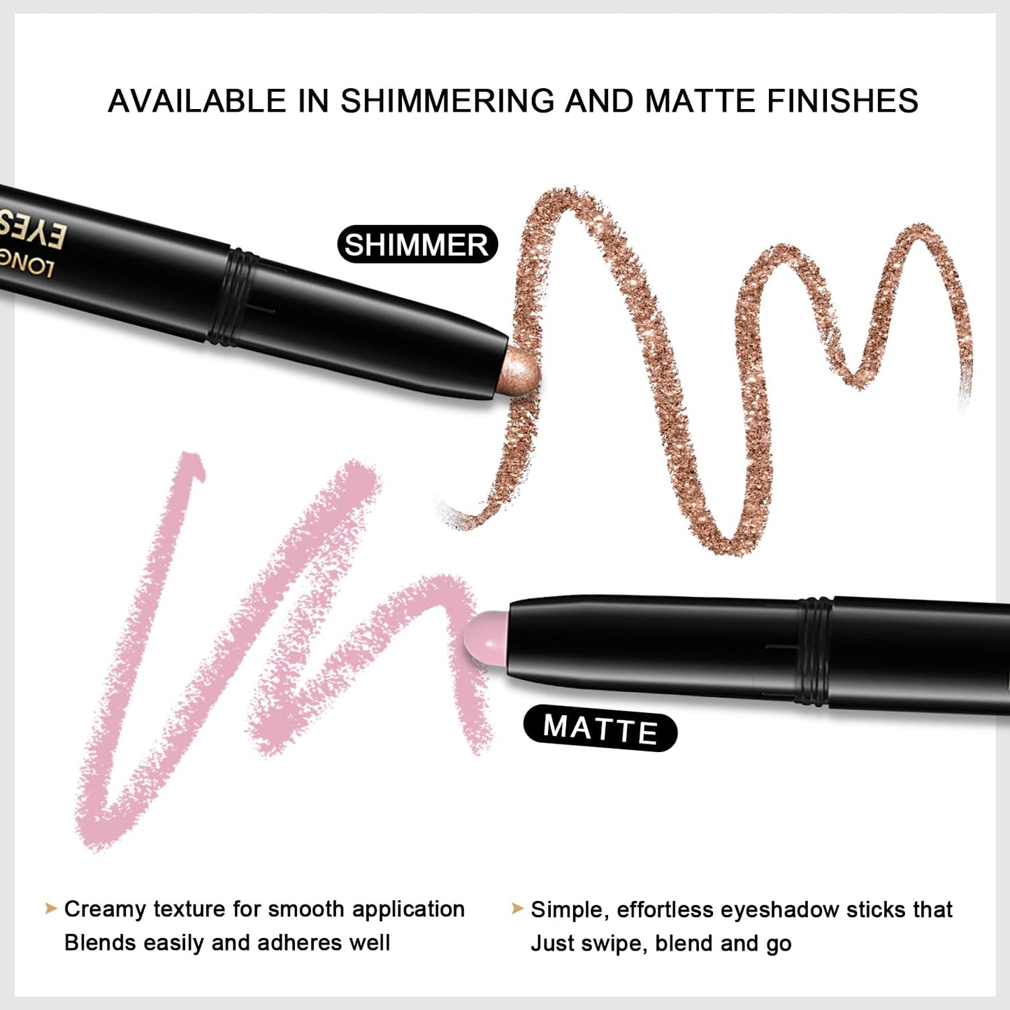 3PCS Eyeshadow Stick, Shimmer and Matte Cream Eye Shadow Brightener Sticks Eyeliner Pencil Crayon, Waterproof Long Lasting Eye Highlighter Stick Makeup (01+06+08)-FemmiqueWomen