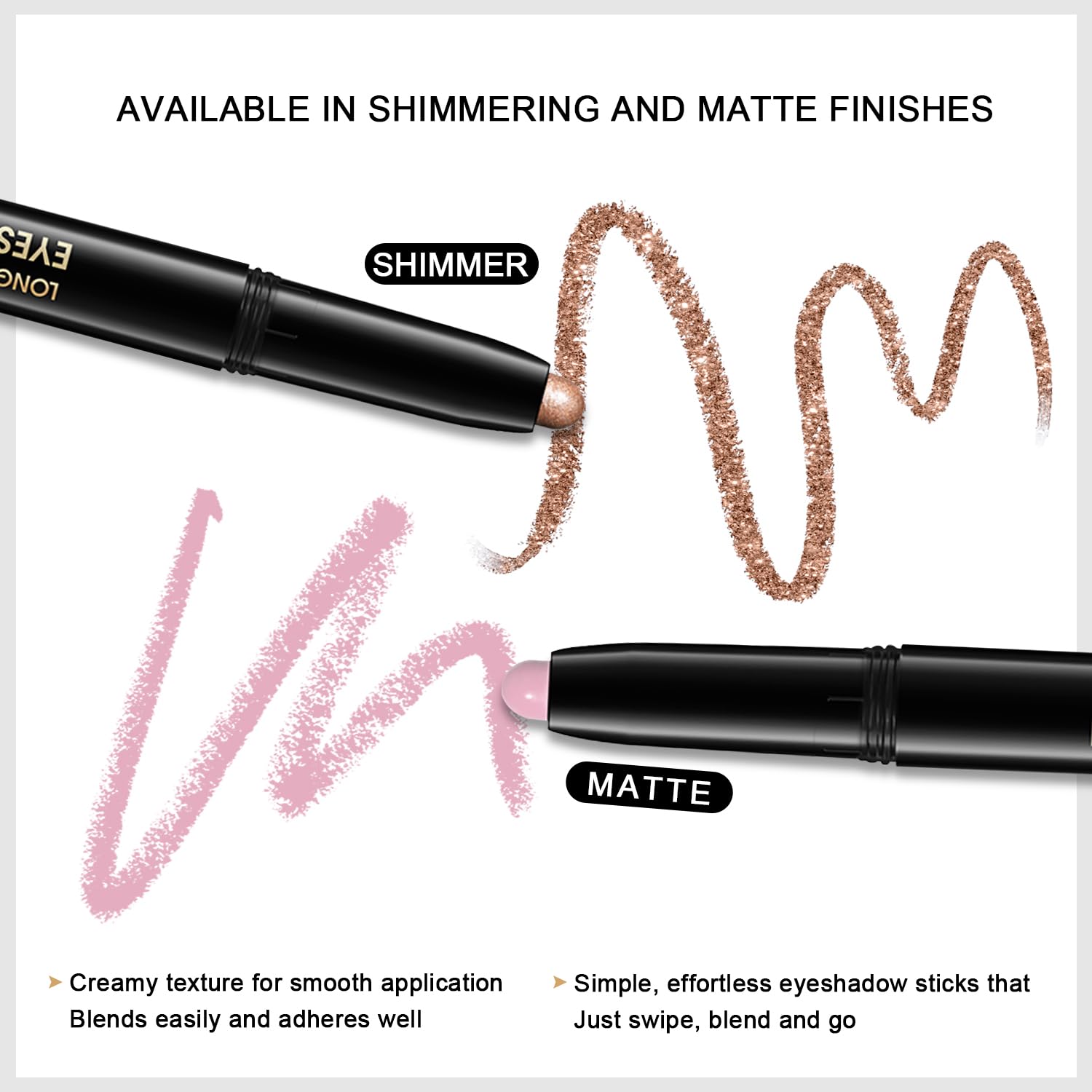 3PCS Eyeshadow Stick, Shimmer and Matte Cream Eye Shadow Brightener Sticks Eyeliner Pencil Crayon, Waterproof Long Lasting Eye Highlighter Stick Makeup (02+03+05)-FemmiqueWomen