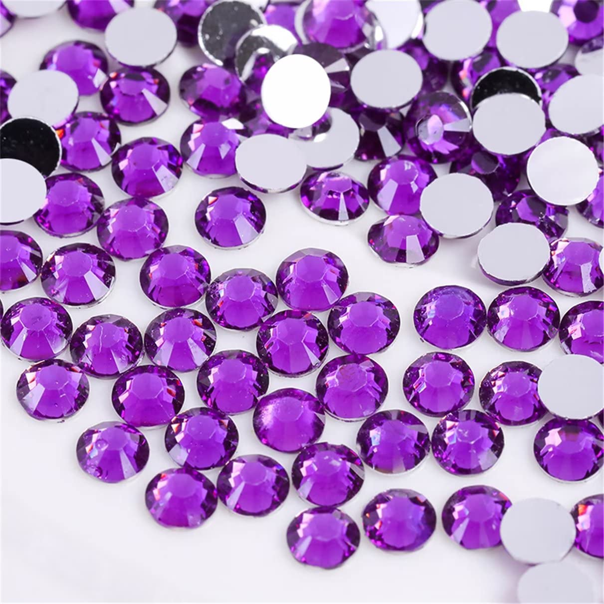 3000 Pieces SS6 2mm Flatback Rhinestones Clear Glass Round Gems Crystals for Nail Art DIY Crafts Clothes Shoes Bags （Purple）-FemmiqueWomen