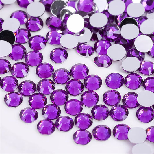 1000 Pieces SS20 5mm Flatback Rhinestones Clear Glass Round Gems Crystals for Nail Art DIY Crafts Clothes Shoes Bags （Purple）-FemmiqueWomen