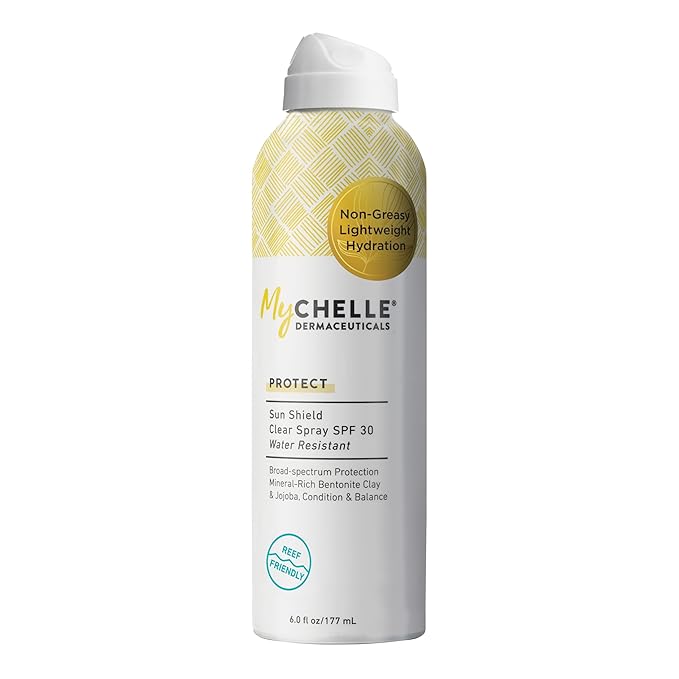 MyChelle Dermaceuticals Sun Shield Clear Spray SPF 30 (6 Fl Oz) - Liquid Zinc Sunscreen Spray with Bentonite Clay and Jojoba - Balances Oil Levels and Conditions Skin - Water Resistant for 80 Minutes-FemmiqueWomen
