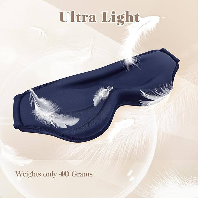 3D Cooling Eye Mask Sleep Mask for Men & Women, 100% Pressure-Free & Light Block-Out Eye Mask for Sleep with Easy Adjustable Strap, Night Eye Cover for Travel, Blue-FemmiqueWomen