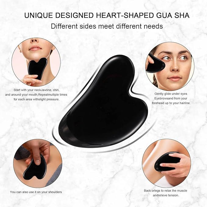 Jade Roller for Face, Facial Roller Massager Skin Care Tool, Gua Sha Facial Tools for Face, Neck, Eyes, Reduce Puffiness of The Skin (Black)-FemmiqueWomen
