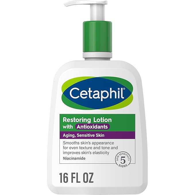 Cetaphil Restoring Body Lotion with Antioxidants for Aging Skin, Great for Neck and Chest Areas, Fragrance and Paraben Free, Suitable for Sensitive Skin 16 oz. Bottle-FemmiqueWomen
