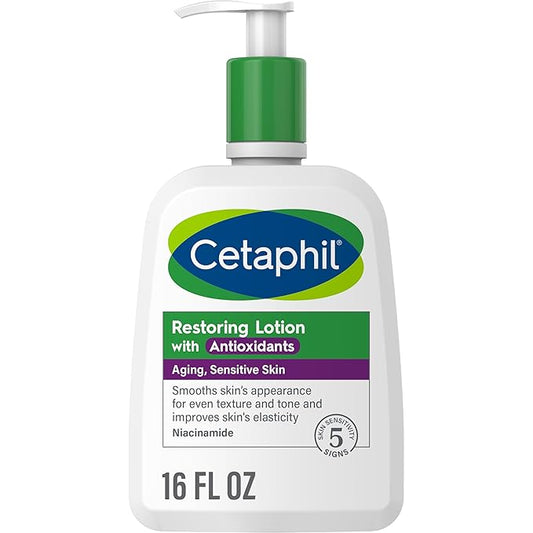 Cetaphil Restoring Body Lotion with Antioxidants for Aging Skin, Great for Neck and Chest Areas, Fragrance and Paraben Free, Suitable for Sensitive Skin 16 oz. Bottle-FemmiqueWomen
