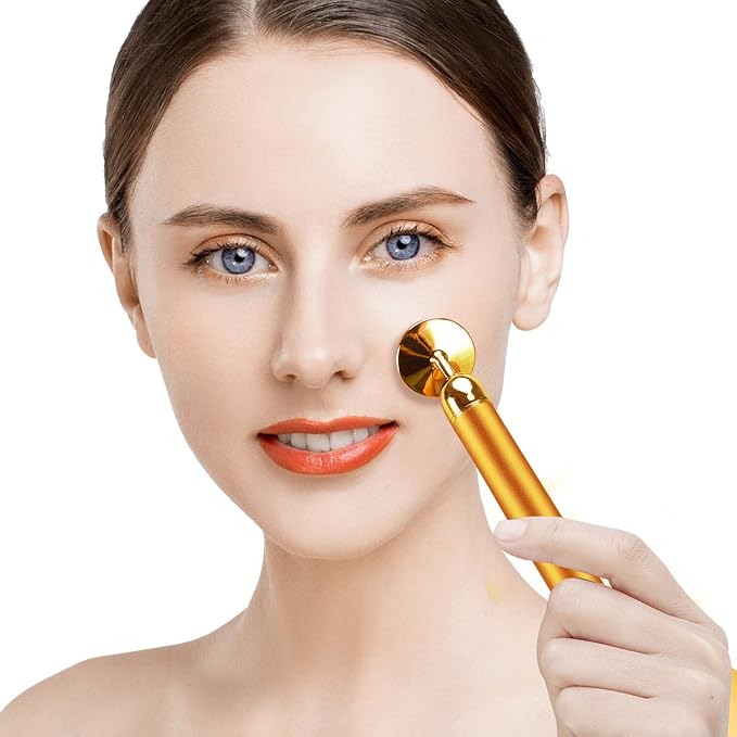 3-IN-1 Electric Jade Roller 3D Roller Facial Roller & Face Massager,Gold-FemmiqueWomen