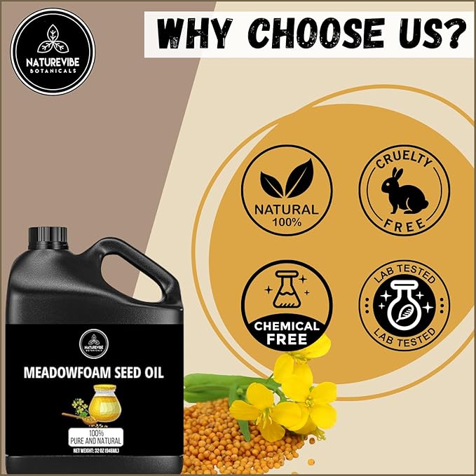 Naturevibe Botanicals Meadowfoam Oil 32 Ounces | 100% Pure and Natural | Great for Skin Care and Hair Care-FemmiqueWomen